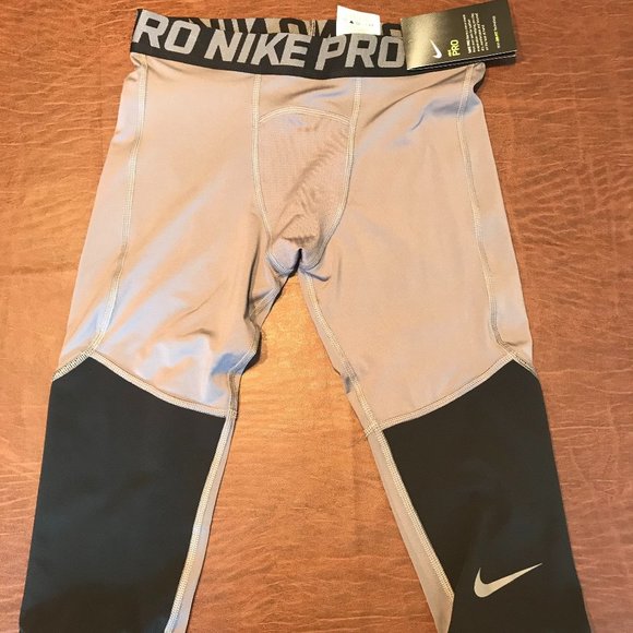 Boys Nike Pro 3/4 Dri-Fit Gray Tights - Picture 1 of 3